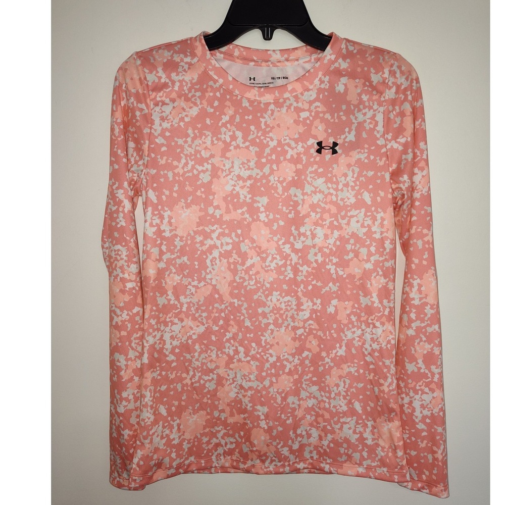 Under Armour Velocity Printed LS Pink White Camo Training Shirt Womens XS